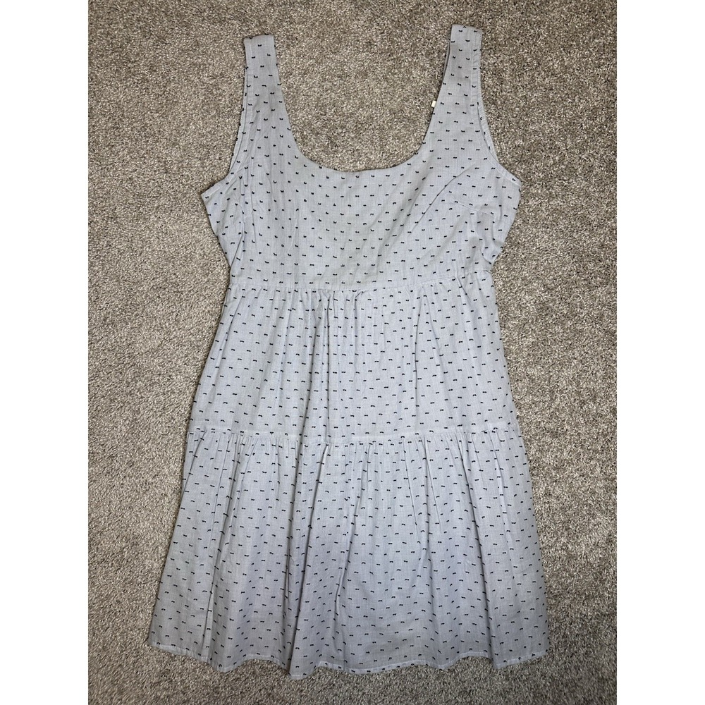 SIM & SAM Blue Swiss Dot Tie Back‎ Cotton Sundress Women's Medium NWT